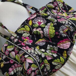 New Vintage Vera Bradley Large Duffle Bag Moon Blossoms Pattern Colorful Blk